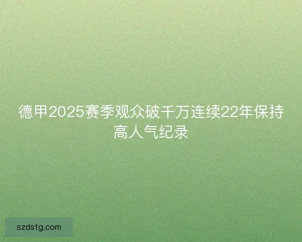 德甲2025赛季观众破千万连续22年保持高人气纪录