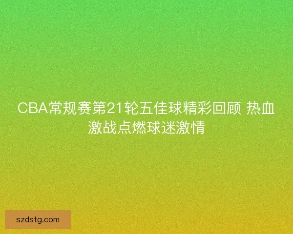 CBA常规赛第21轮五佳球精彩回顾 热血激战点燃球迷激情