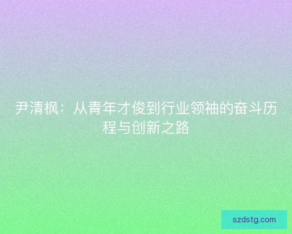 尹清枫:从青年才俊到行业领袖的奋斗历程与创新之路 尹清枫:从青年才俊到行业领袖的奋斗历程与创新之路